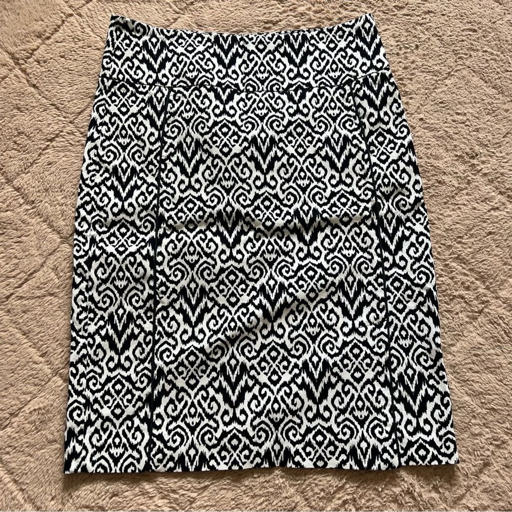 Margaret M Abstract Pull On Pencil Skirt Preppy Minimalist Old Money Size S
